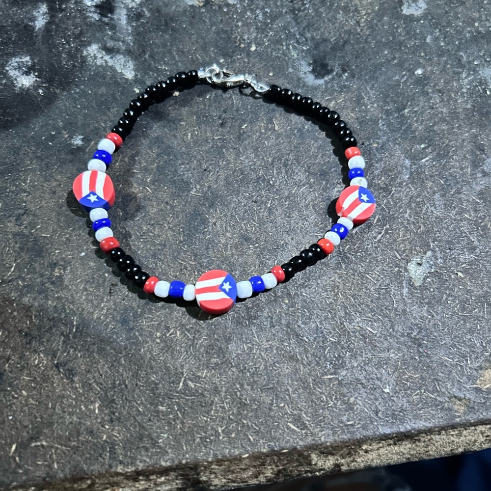 Puerto Rican Flag Beaded Bracelet